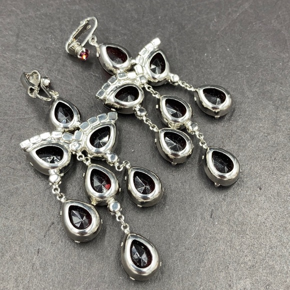 Huge Vintage Purple Glass Rhinestone Chandelier Earrings - Picture 7 of 7